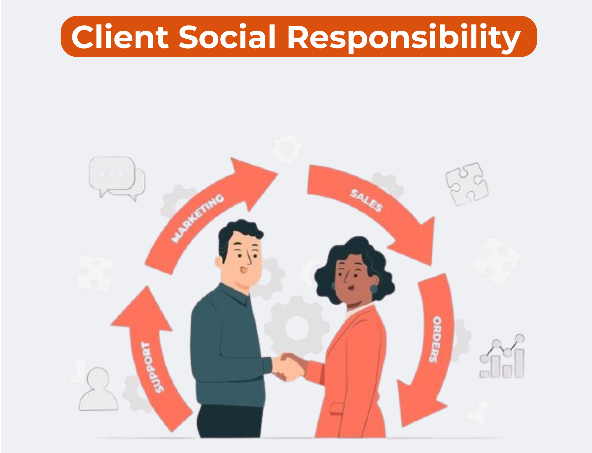 CSR icon, highlighting iae GLOBAL’s commitment to ethical practices, community support, and sustainable development through client social responsibility initiatives.